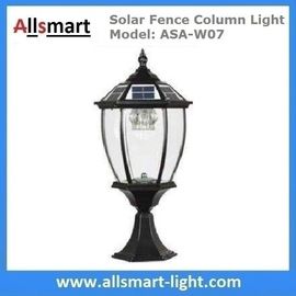 China Aluminum Solar Fence Column Light Exterior Solar Pillar Lamp Vintage Outdoor Post Lights Fence Gate Stone Lantern Black supplier